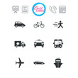 Transport icons. Car, bike, bus and taxi signs.