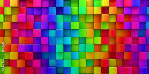 Dekoracja na wymiar  tecza-kolorowych-blokow-abstrakcyjne-tlo-renderowanie-3d