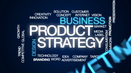 Wall Mural - product strategy animated word cloud, text design animation.