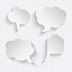 Canvas Print - four paper white speech bubble icons with shadows