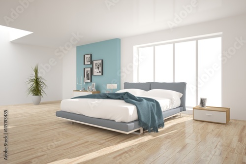 White Modern Bedroom Scandinavian Interior Design 3d