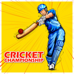 Wall Mural - Batsman playing cricket championship sports