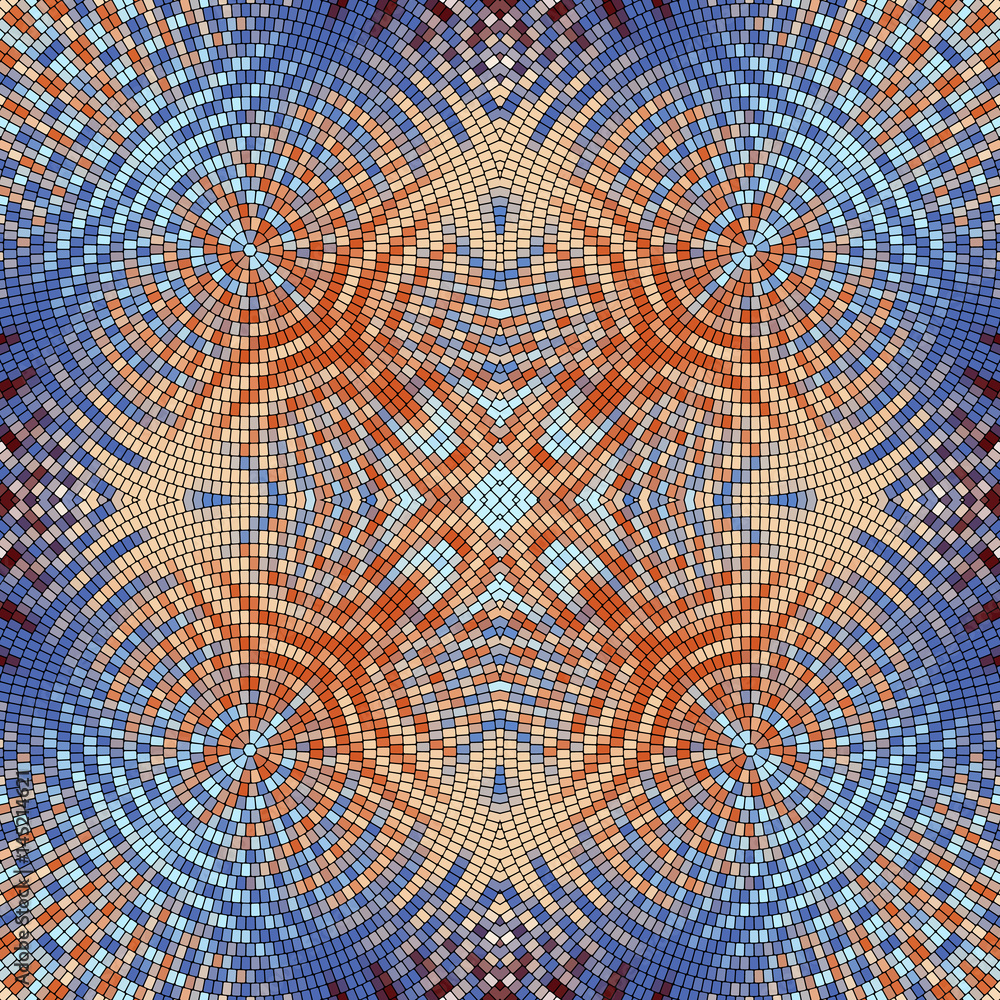 Seamless background pattern. Decorative symmetric mosaic pattern.