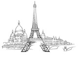 Fototapeta Paryż - Paris France Panorama Sketch