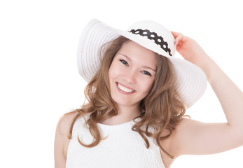 Attractive girl in white summer dress