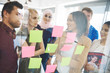 © gpointstudio - Business people looking at adhesive notes