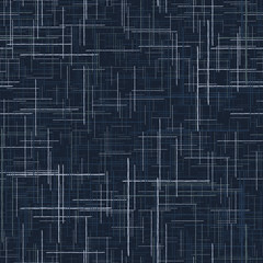 Imitation linen texture. Seamless pattern. Blue and white horizontal and vertical stripes isolated on own layers. Blue background.