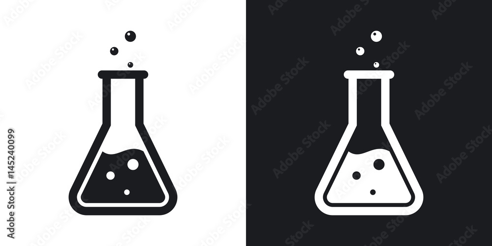 Vector lab flask icon. Two-tone version on black and white background - obrazy, fototapety, plakaty 
