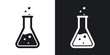 Vector lab flask icon. Two-tone version on black and white background