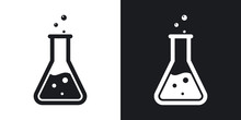 Vector Lab Flask Icon. Two-tone Version On Black And White Background