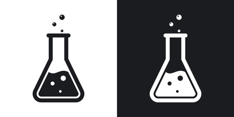 vector lab flask icon. two-tone version on black and white background