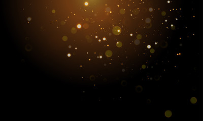 Fototapete - Gold light glitter sparkling effect on vector shining background