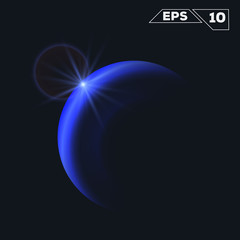 Wall Mural - abstract blue sphere planet shine sparkles isolated on dark background