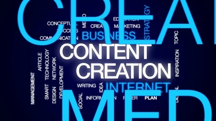 Wall Mural - content creation animated word cloud, text design animation.