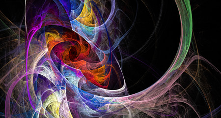 fractal multicolored crystals on black background