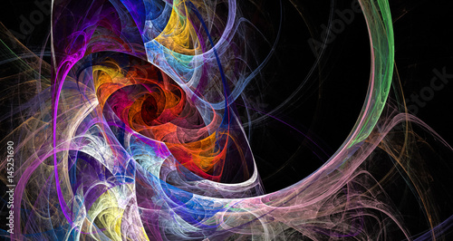 Fototapeta fractal multicolored crystals on black background