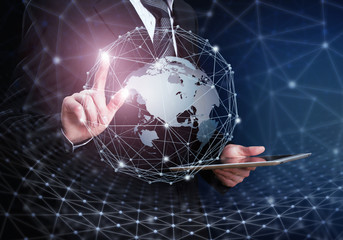 Wall Mural - innovative technology. global connections concept. 3d illustration elements in collage