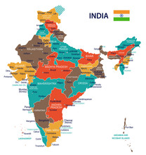 India - Map And Flag – Illustration