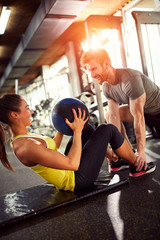 Wall Mural - Girl on training in gym