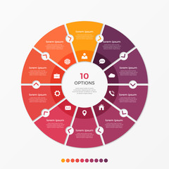 Wall Mural - Circle chart infographic template with 10 options