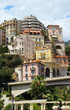 Beautiful colorful houses over valley Monte Carlo, Monaco