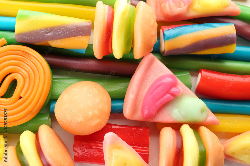 Colorful jelly candies, closeup