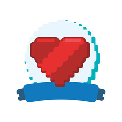 Poster - Pixelated heart shape icon vector illustration graphic