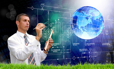 Wall Mural - Scientific engineering technologies that change the weather.Development software