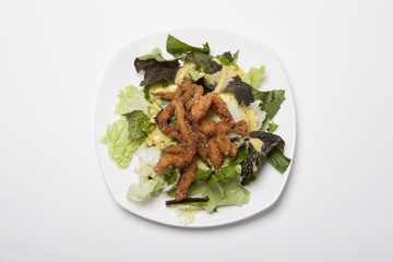 salad with chicken isolated white.