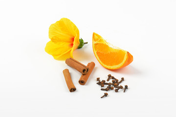 Canvas Print - hibiscus, orange and spices