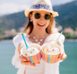 Young woman with ice cream