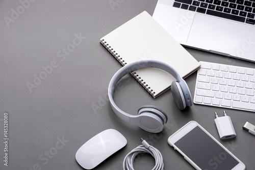Fotografía Top view with copy space. Office desk of business workplace.