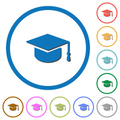 Poster - Graduate cap icons with shadows and outlines