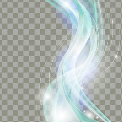 Abstract Blue smooth Wave on Transparent Background. Vector Illustration.