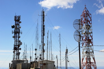 telecommunication towers tv radio and phone	