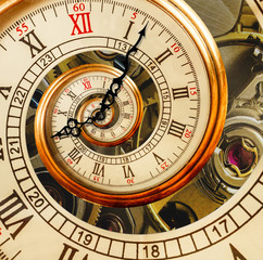 Wall Mural - antique old clock abstract fractal spiral. watch clock mechanism unusual abstract texture fractal pa