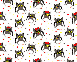 Adult owls with dotted backgroun