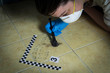 Forensic experts  found traces of the tread of shoes on the tiles in the bathroom