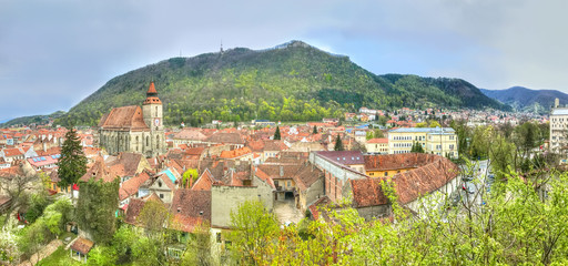 Wall Mural - Cityscape Brasov Romania - Beautiful panoramic view over traditional  architecture of Brasov town