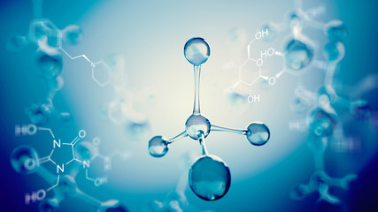 Wall Mural - 3d illustration of molecule model. science background with molecules and atoms