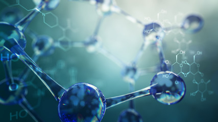 Wall Mural - 3d illustration of molecule model. science background with molecules and atoms