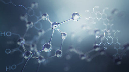 Wall Mural - 3d illustration of molecule model. science background with molecules and atoms