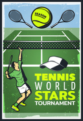 Sticker - Colored Vintage Tennis Championship Poster