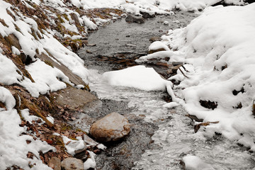 Sticker - Pure mountain stream on winter day