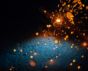 Poster - artistic welding sparks light, industrial background