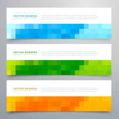 colorful mosaic banners set of three
