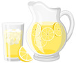 Vector illustration of a glass and a pitcher of lemonade.