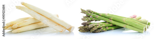 Fotografie, Obraz Weißer weisser und grüner Spargel weiss weiß grün frisch Gemüse Freisteller frei