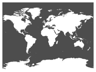 map of world black vector silhouette. white high detailed map on dark grey background.