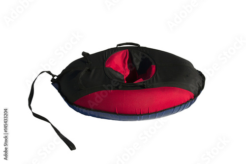 Fotografia, Obraz red and black material snow inner tubing (toobing) isolated on white background